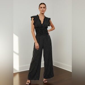 Max Studio Black & White Polka Dot Sleeveless Jumpsuit, NWT, S